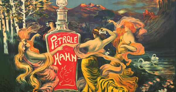 « Pétrole Hahn, Trésor des cheveux » : affiche publicitaire couleur très grand format (1905-1920, cote : 7FI/3346)