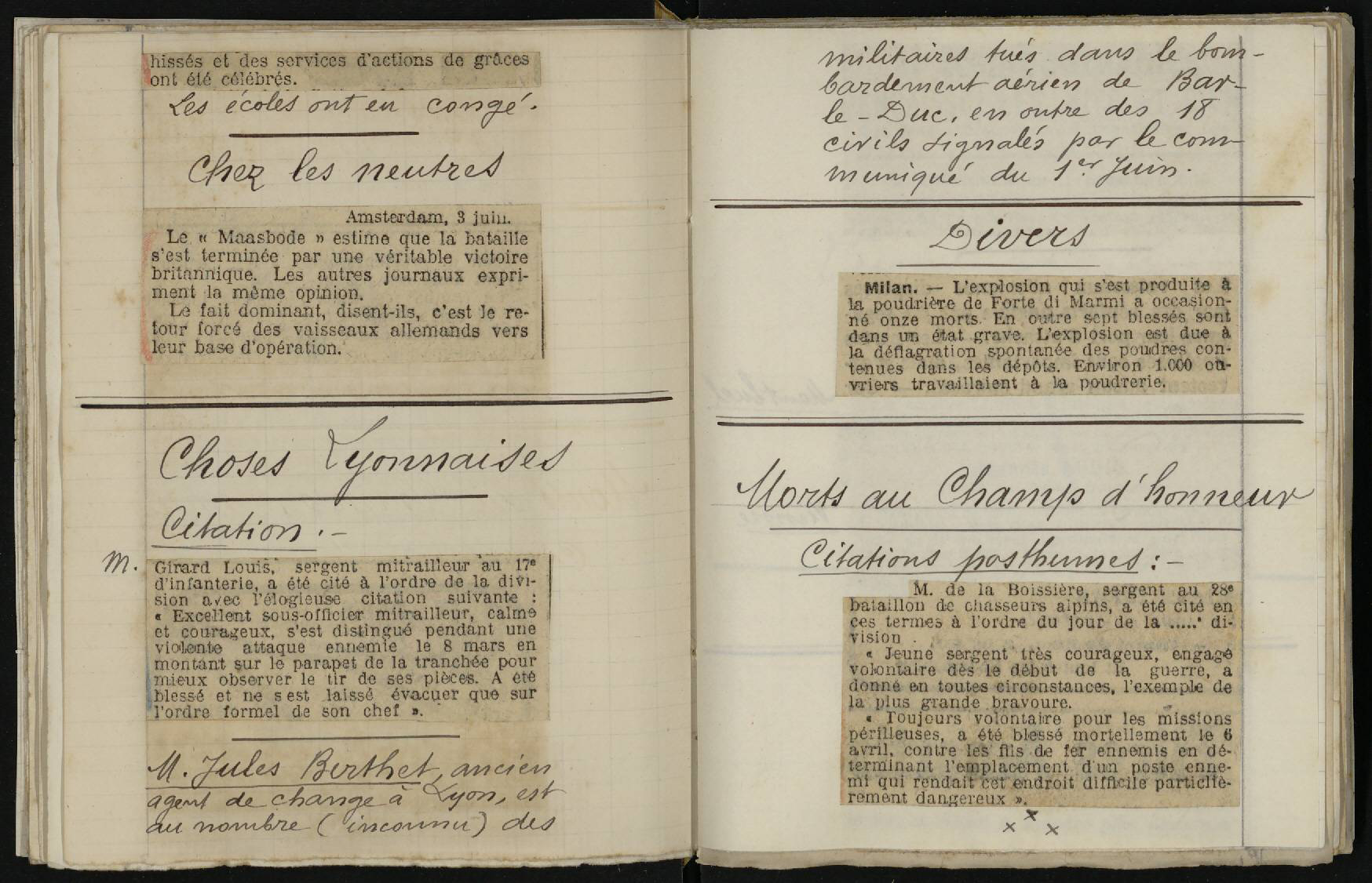 Carnet de JB Mermet, 4 juin 1916 - 253ii/110