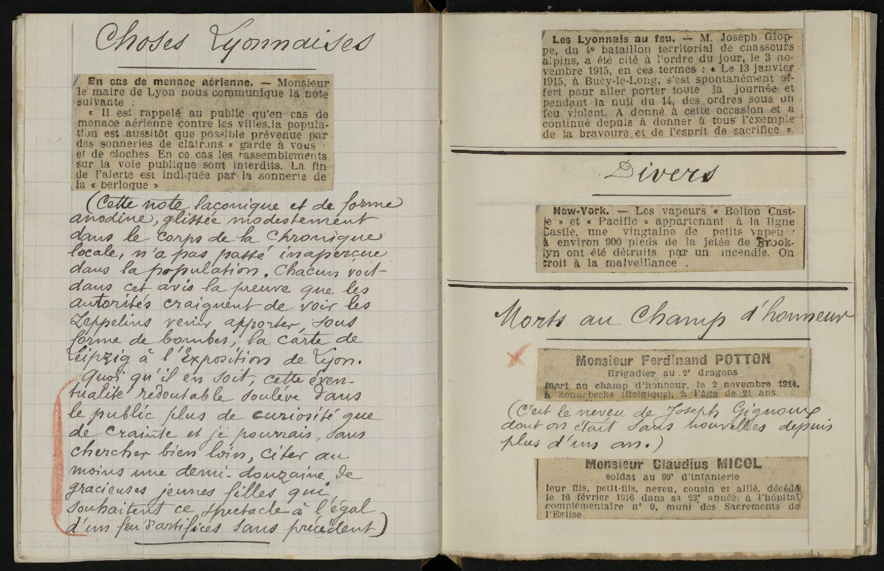 Carnet de Barthélémy Mermet 17 février 1916 - 253ii/91