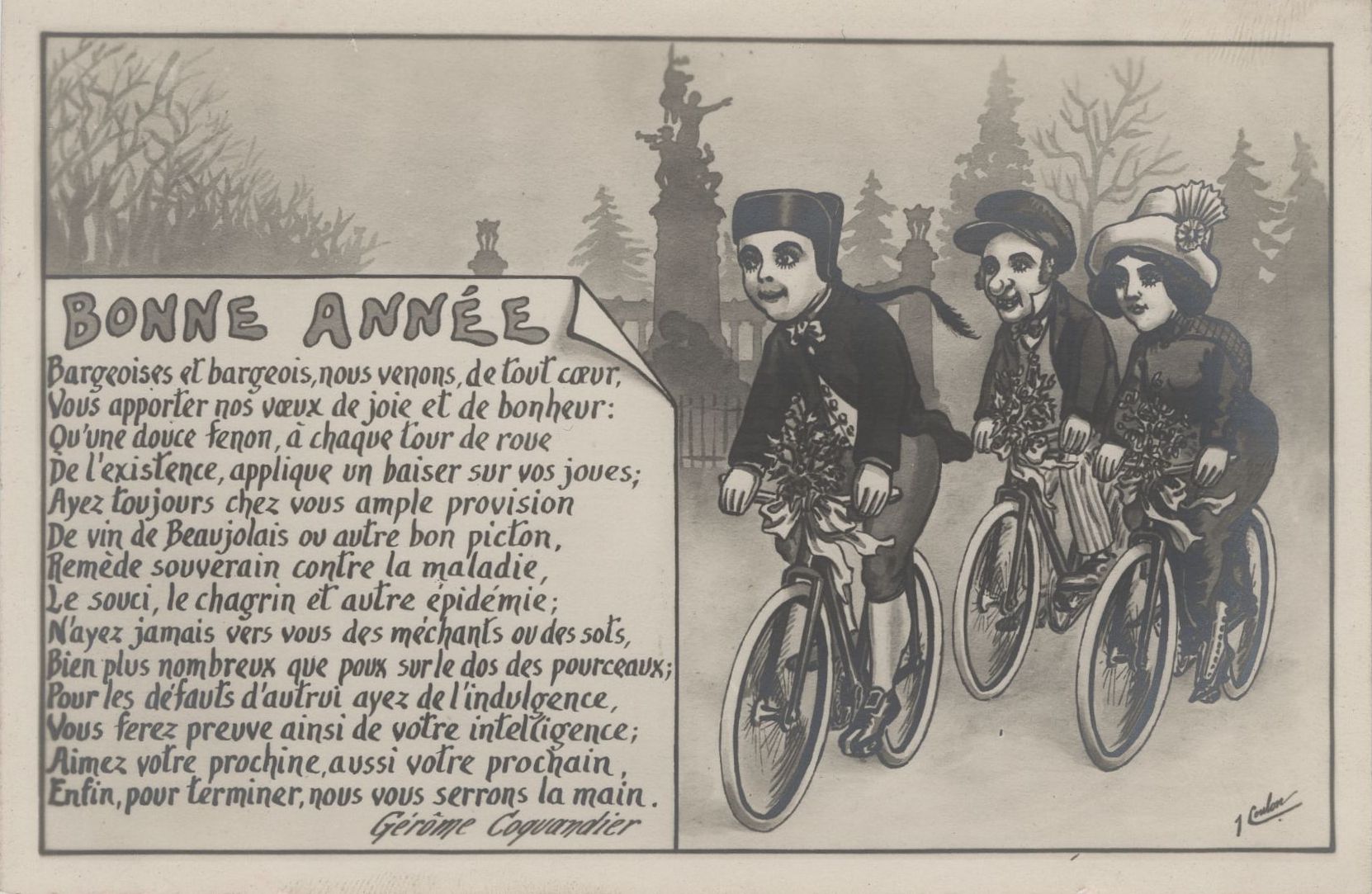 Guignol - "Bonne Année" : carte postale NB (vers 1910, cote 4FI_5205)