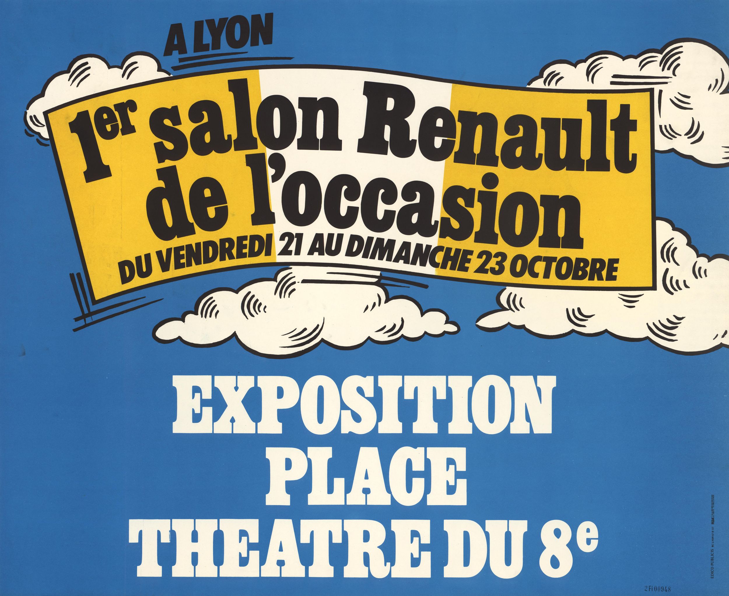 A Lyon, premier salon Renault de l'occasion du 21 au 23 octobre : affiche couleur (1983, cote 2FI/948)