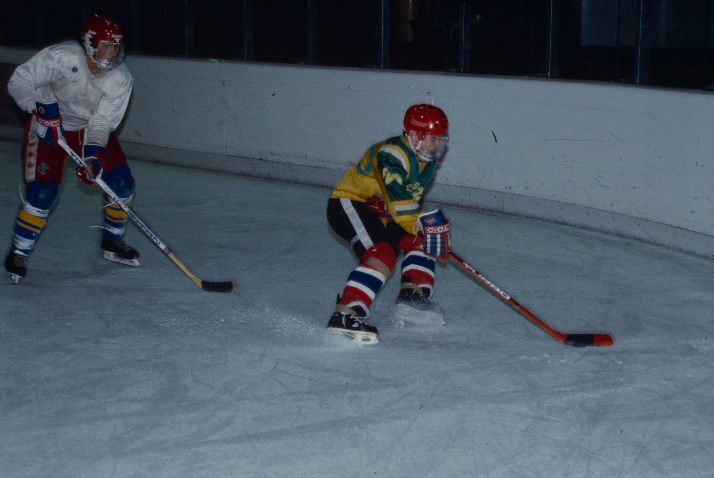 Hockeyeurs, patinoire Charlemagne : photographie couleur, crédit Massin (1991-1992, cote 1508W/255)