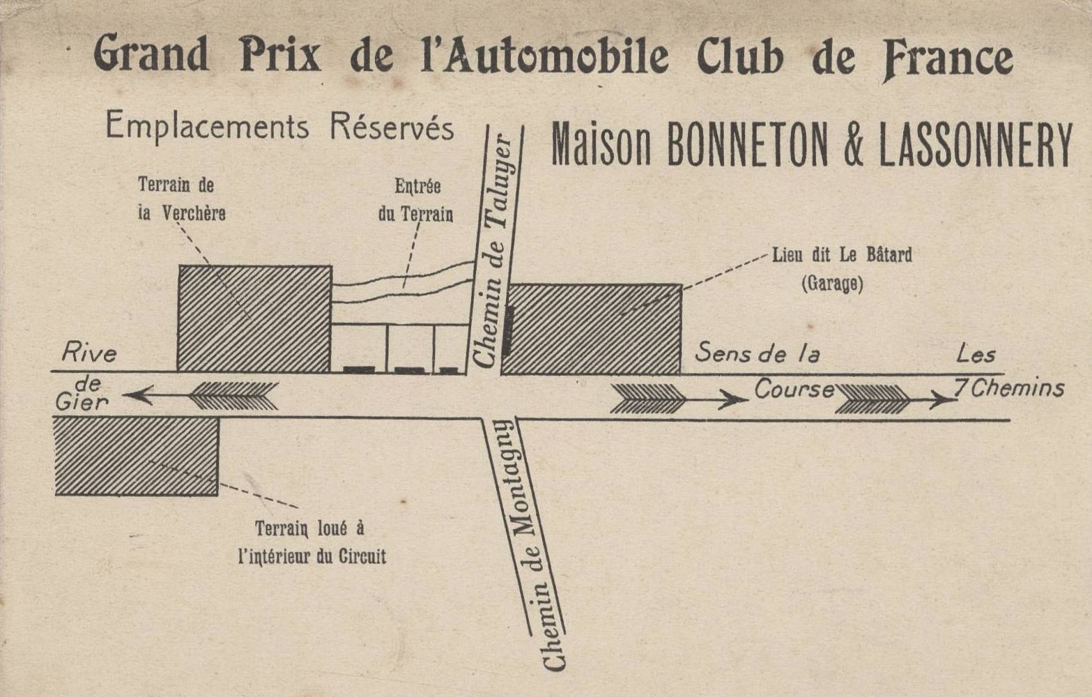 Grand prix de l'Automobile Club de France - Emplacements réservés : carte postale NB (1914, cote 4FI_4362)