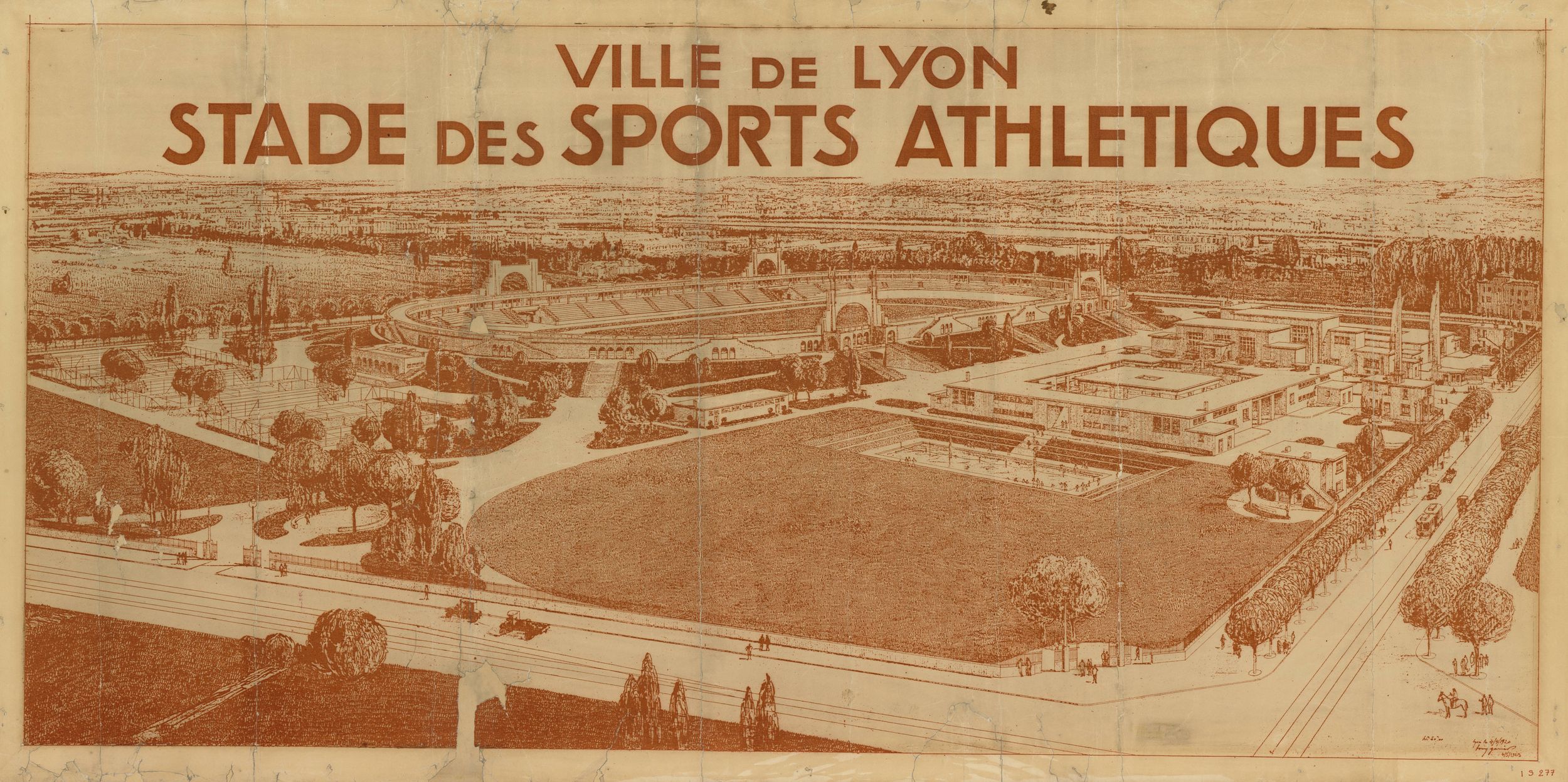 Lyon, stade des sports athlétiques : vue en perspective (1920, cote 1S277)