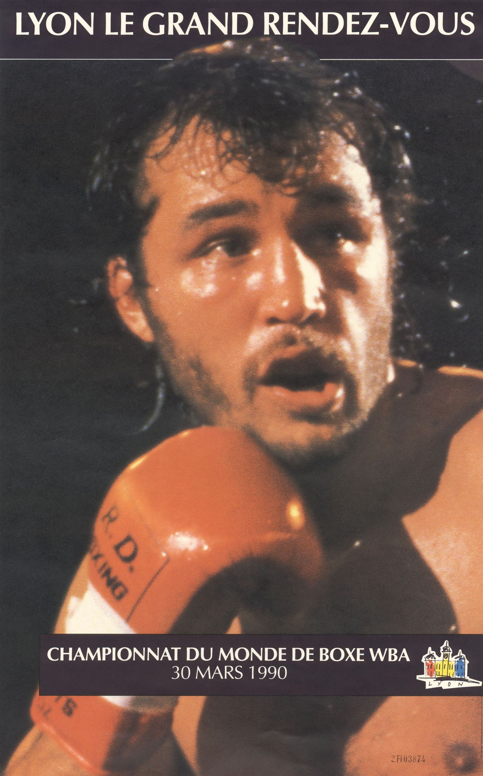 Lyon. Championnats du monde de boxe, 30 mars 1990. Avec Christophe Tiozzo : affiche (1990, cote 2FI/3874)