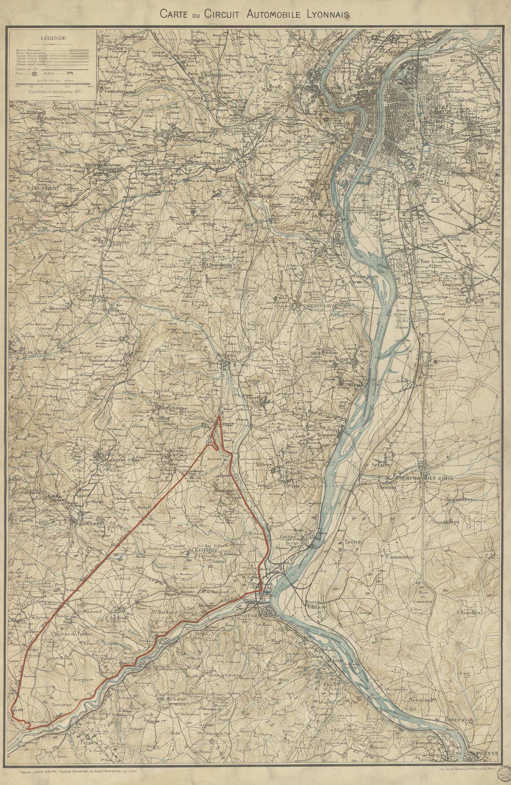 Circuit Automobile Lyonnais : plan imprimé ([1914], cote 2S/462)