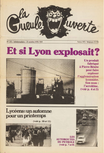 Dénonciation de l’acroléine à Pierre-Bénite ; Reproduction du journal militant écologiste “La gueule ouverte” Archives municipales de Lyon, 270II/12