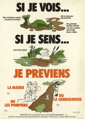 Prévention contre la pollution de l’eau ; Affiche imprimée pour le ministère de la qualité de vie-environnement, 1976 Archives municipales de Lyon, 6Fi/4514