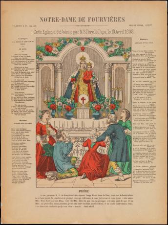 Notre-Dame de Fourvière, passage du pape Pie VII à Lyon en 1804 : image d'Épinal n° 1877 (1805, cote 16FI/702)