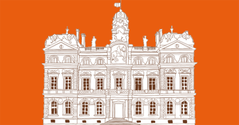 Dessin de la Mairie de Lyon réalisé par Julie Petrolli